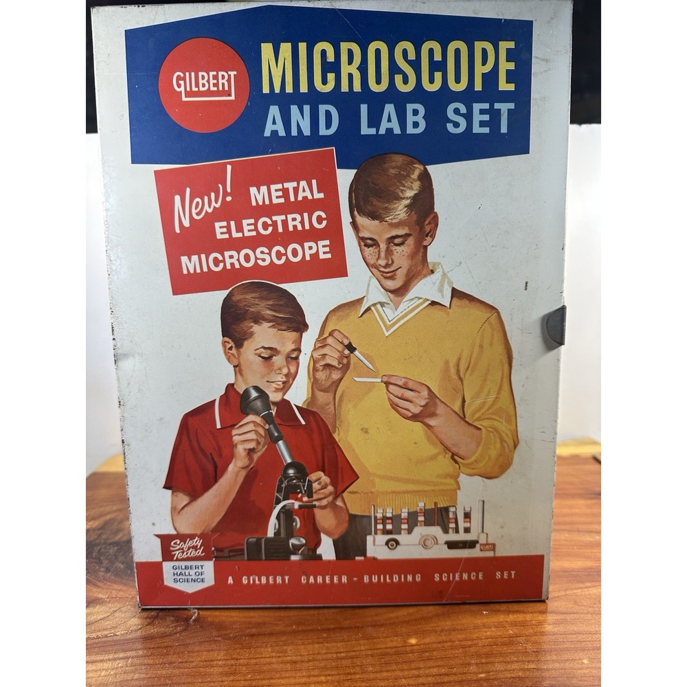 Vintage Gilbert Microscope‎ And Lab Set Metal BOX Only